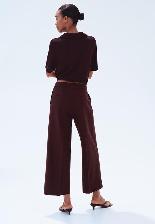 H&M - Tailored linen-blend trousers - dark brown