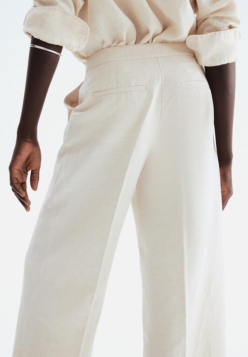 H&M - Tailored linen-blend trousers - light beige