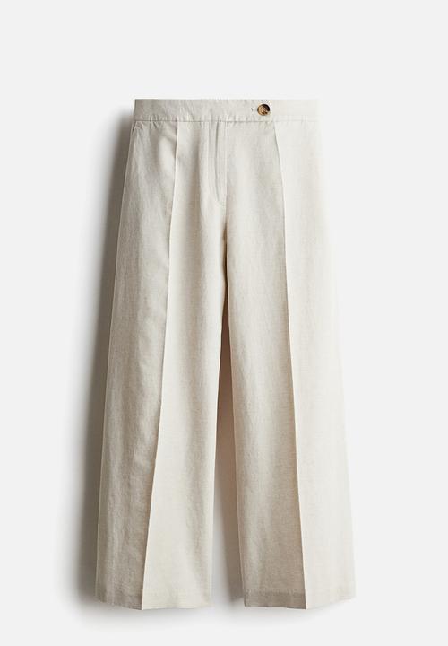 H&M - Tailored linen-blend trousers - light beige
