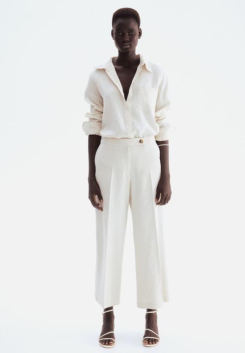 H&M - Tailored linen-blend trousers - light beige