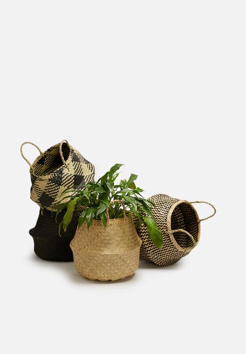 Sixth Floor - Plaid small belly basket