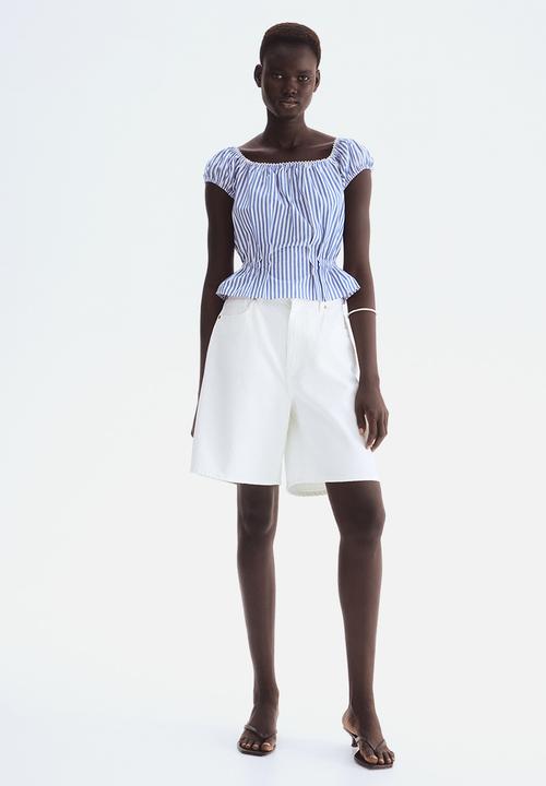H&M - Short blouse - blue striped