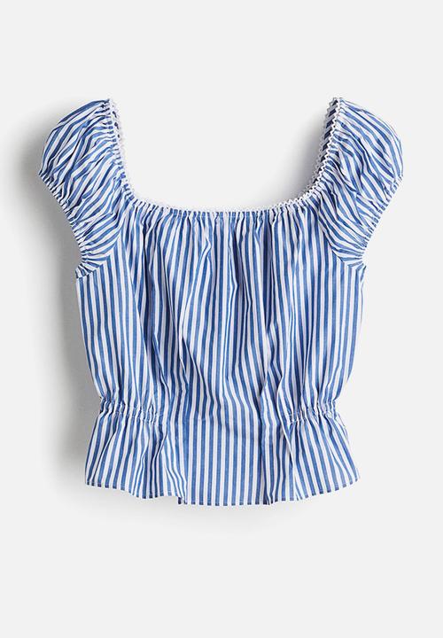 H&M - Short blouse - blue striped