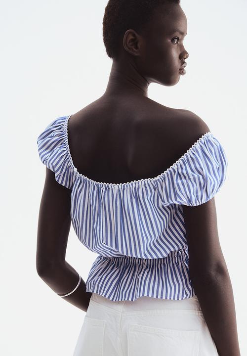 H&M - Short blouse - blue striped