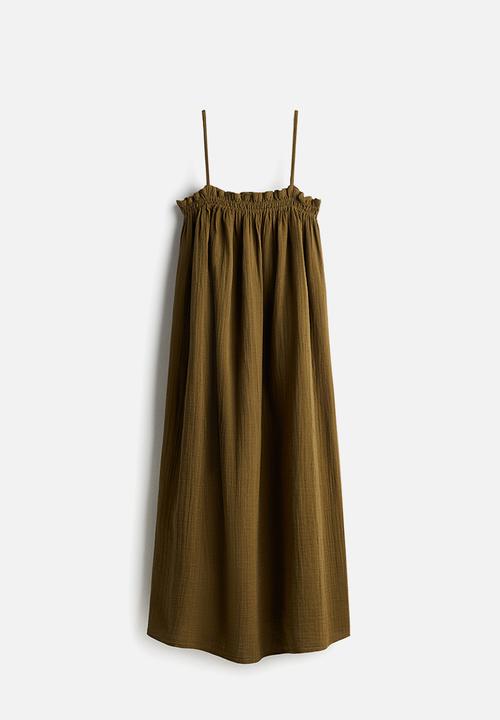 H&M - Strappy muslin dress - dark khaki green