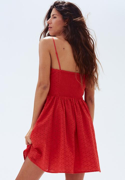 H&M - Broderie anglaise strappy dress - red