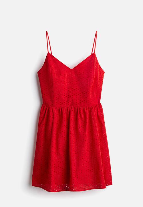 H&M - Broderie anglaise strappy dress - red
