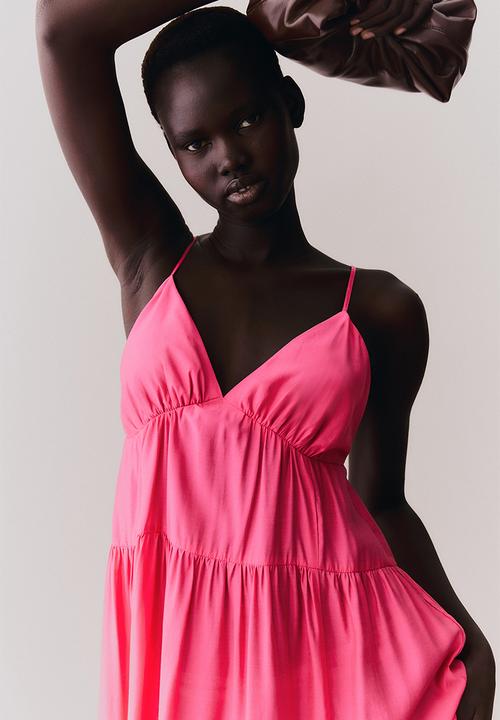 H&M - Tiered midi dress - bright pink