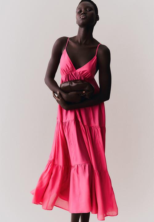 H&M - Tiered midi dress - bright pink