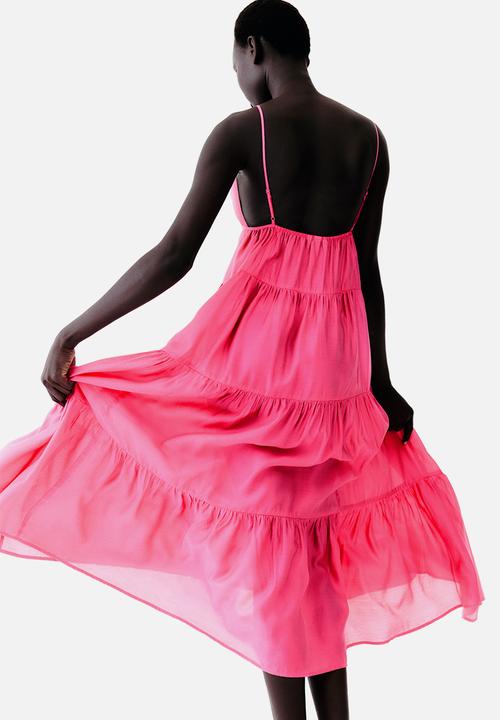 H&M - Tiered midi dress - bright pink