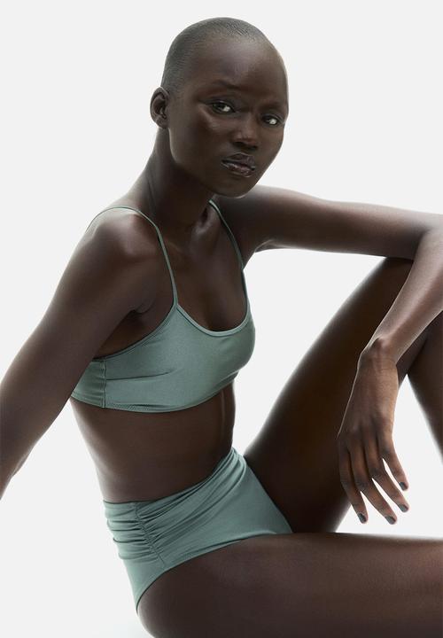 H&M - High waist cheeky bikini bottoms - dusty green