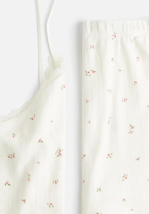 H&M - Cotton pointelle pyjamas - white/floral 