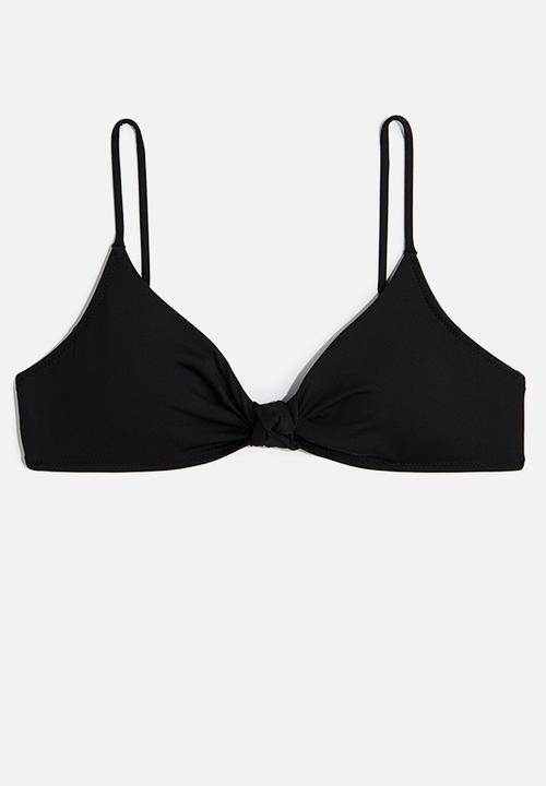 H&M - Knot-detail padded bikini top - black