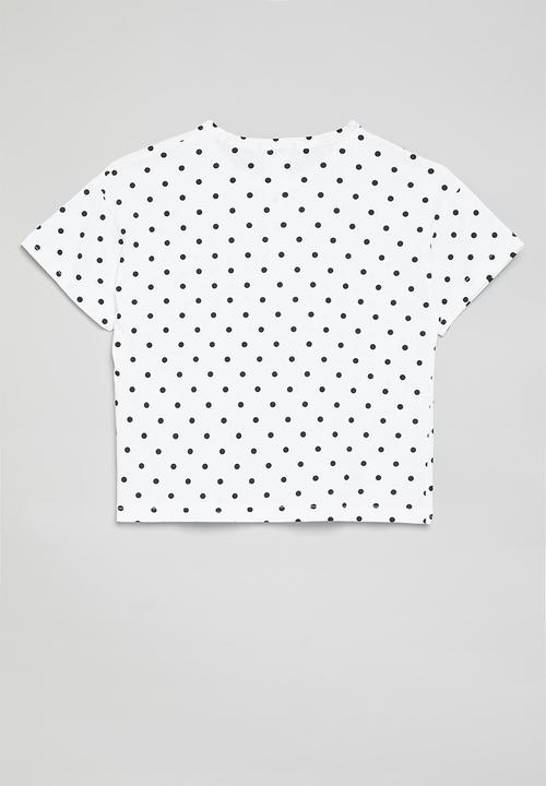 Pop Candy - Short sleeve henley tee - white/polka dots
