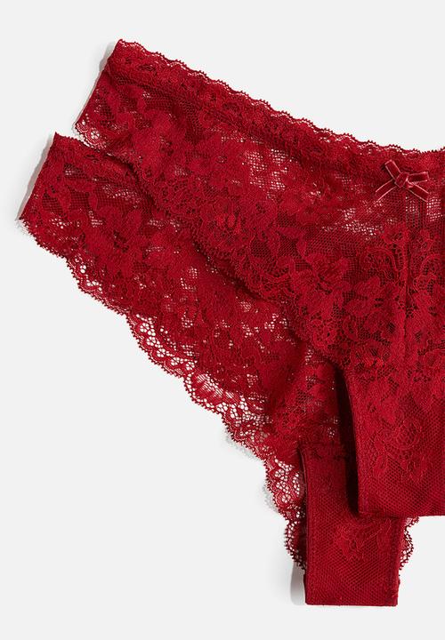 H&M - 2-pack lace brazilian briefs - red