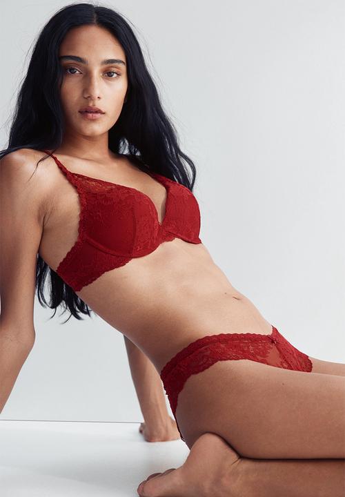 H&M - 2-pack lace brazilian briefs - red