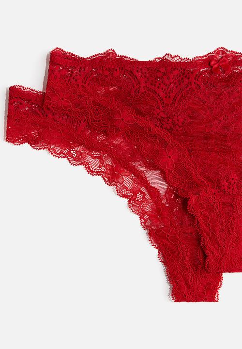 H&M - 2-Pack lace thong briefs - red
