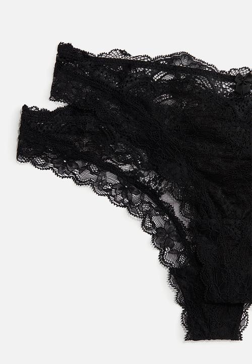 H&M - 2-Pack lace thong briefs - black