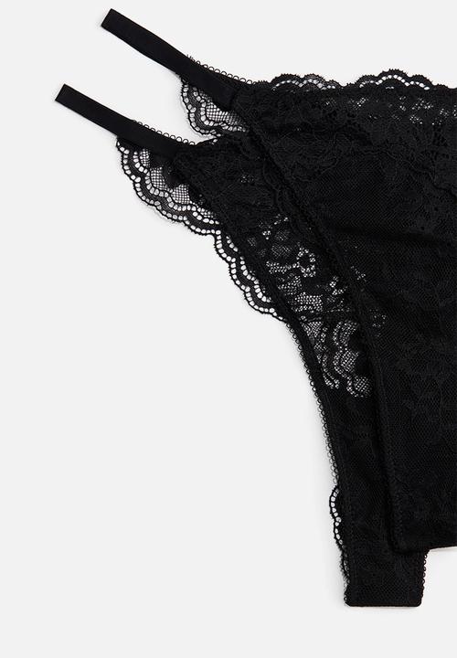 H&M - 2-Pack lace tanga thong briefs - black