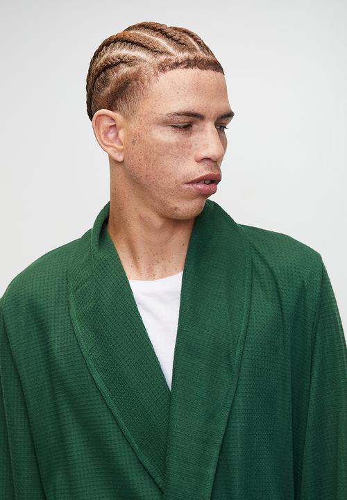 Brave Soul - Waffle Long Length Dressing Gown - Forest