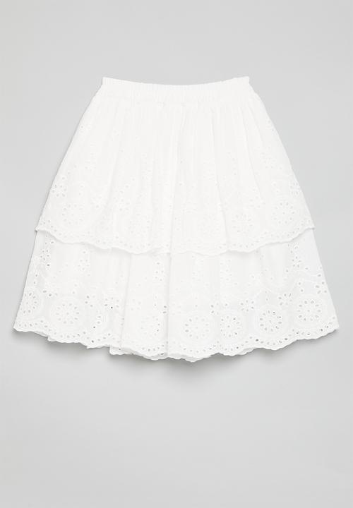 Pop Candy - Anglaise boho skirt - white