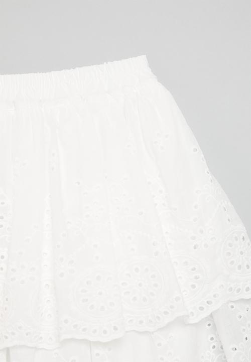 Pop Candy - Anglaise boho skirt - white