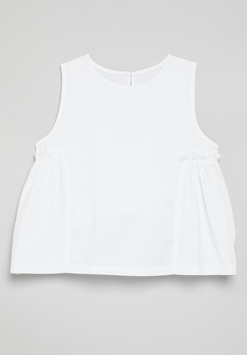 Pop Candy - Gathered side panel top - white