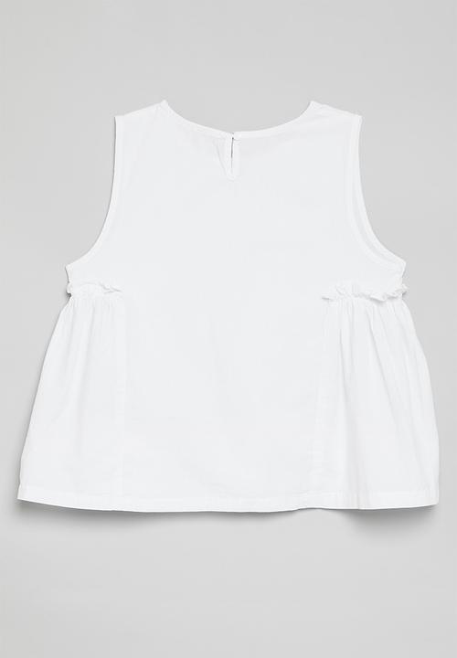 Pop Candy - Gathered side panel top - white