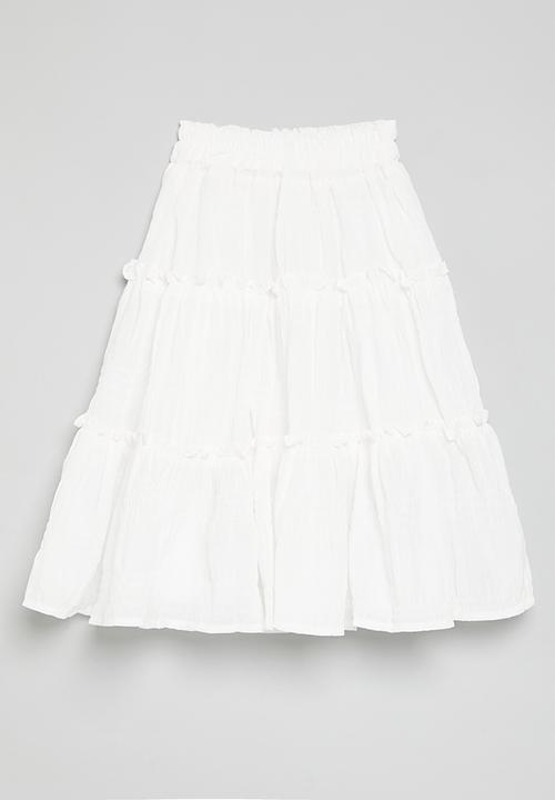 Pop Candy - Tiered boho skirt - white