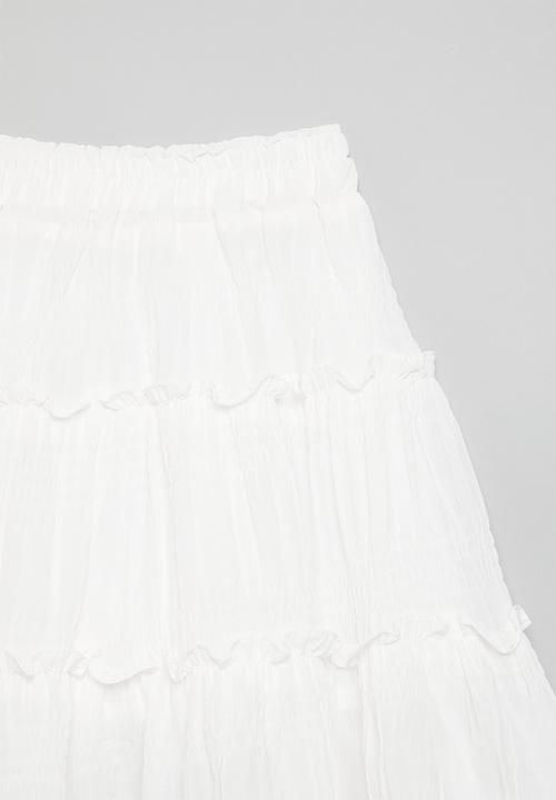 Pop Candy - Tiered boho skirt - white