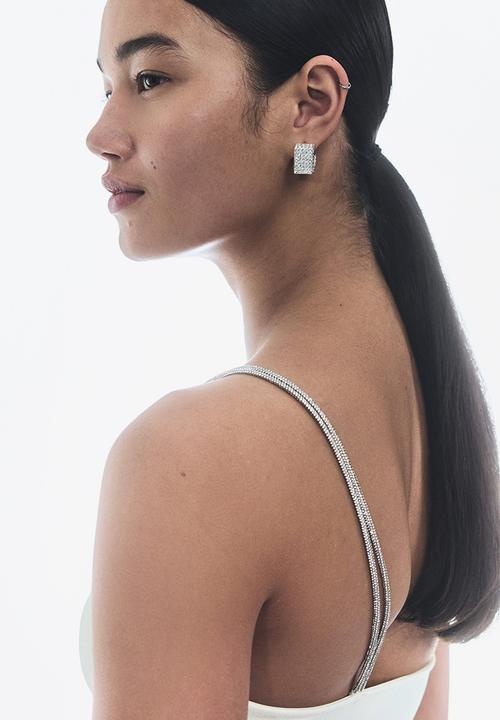 H&M - Rhinestone-strap one-shoulder body - cream