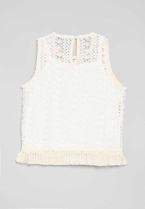 Pop Candy - Crochet vest with cami top - white/beige