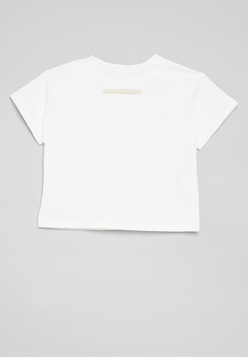 Pop Candy - Saddle shoulder slogan tee - white/hope