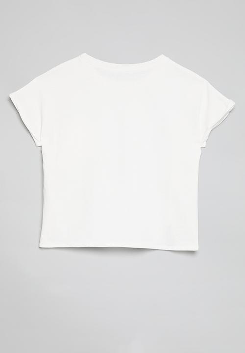 Pop Candy - Asymmetrical front tee with stylised pocket - white