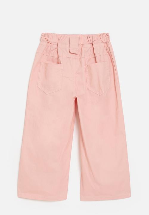 Pop Candy - Yoked wide leg pants with stylised belt loops - pink