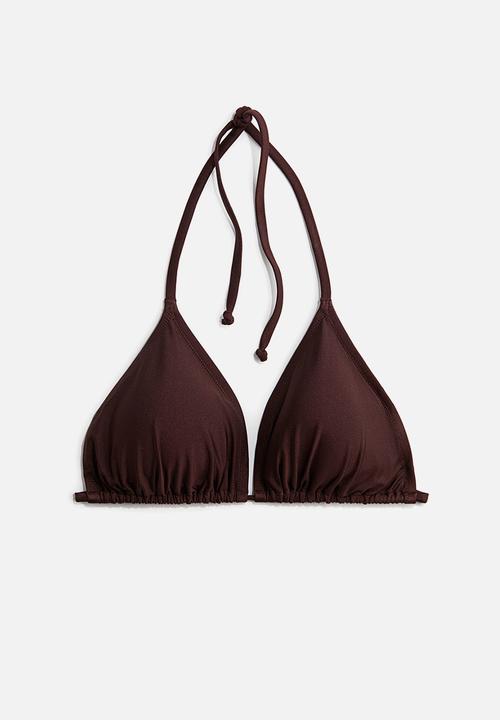 H&M - Padded triangle bikini top - dark brown