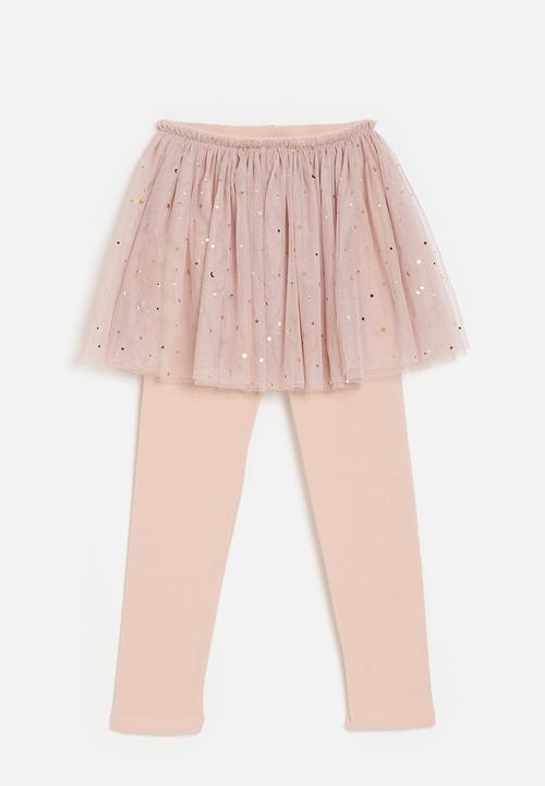 Pop Candy - Star & moon tulle skirt leggings - dusty pink