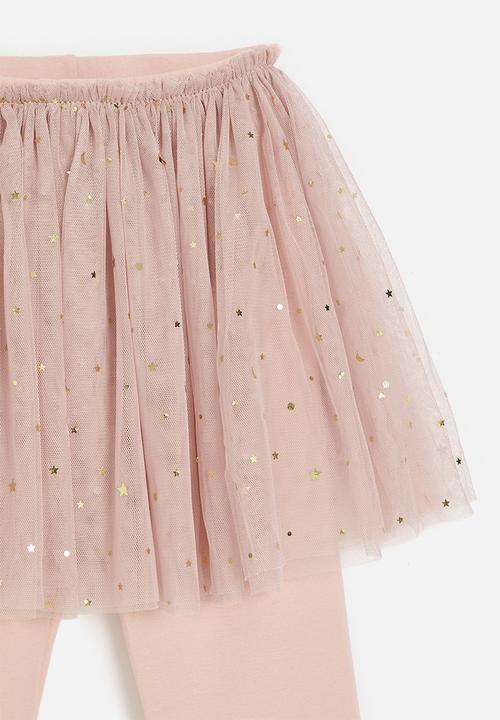 Pop Candy - Star & moon tulle skirt leggings - dusty pink