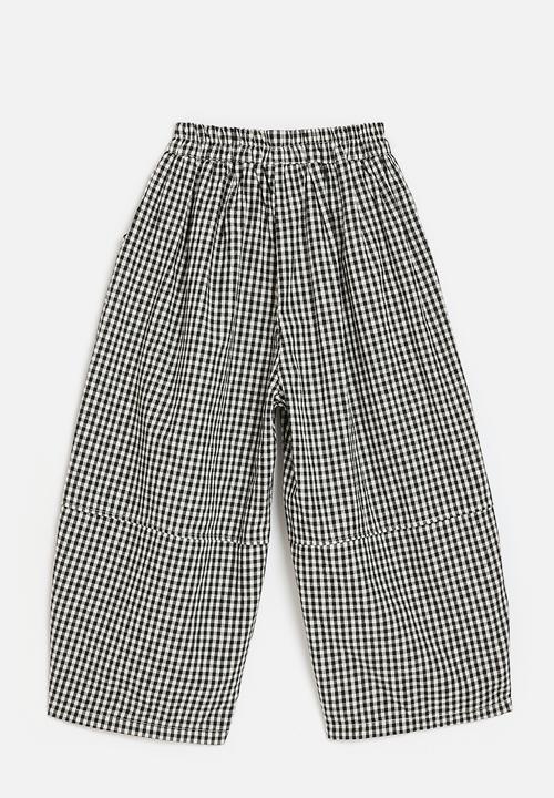 Pop Candy - Wide leg pants with extended facing - black gingham