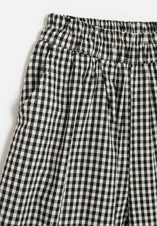 Pop Candy - Wide leg pants with extended facing - black gingham