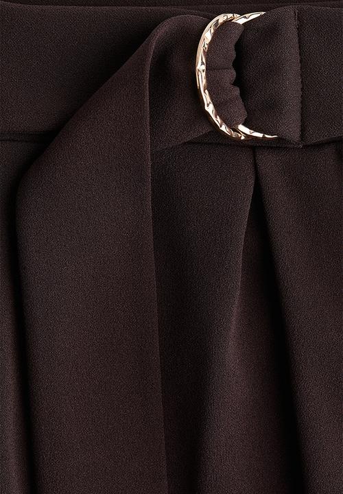 H&M - Belted trousers - dark brown 