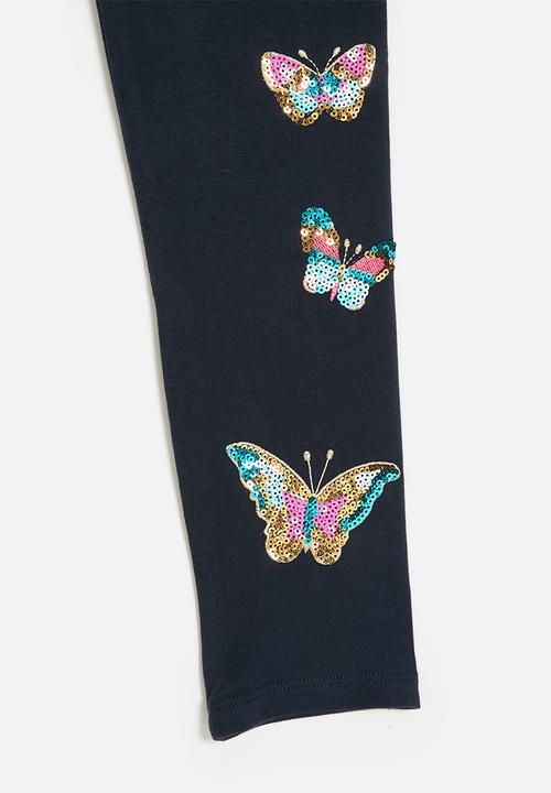 Pop Candy - Butterfly sequin leggings - navy