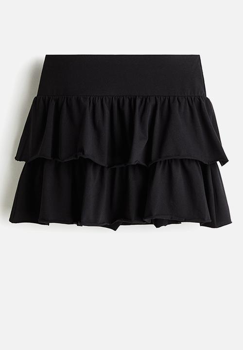 H&M - Tiered jersey mini skirt - black
