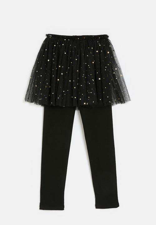 Pop Candy - Tulle skirt leggings - black