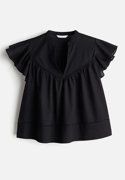 H&M - Dobby-weave blouse - black