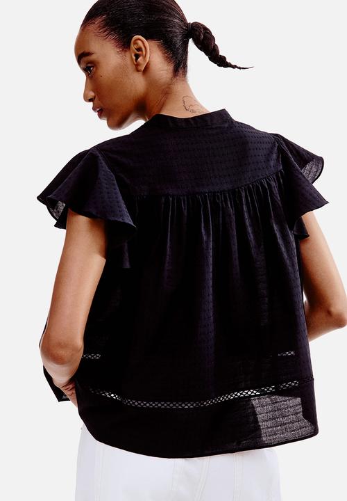 H&M - Dobby-weave blouse - black