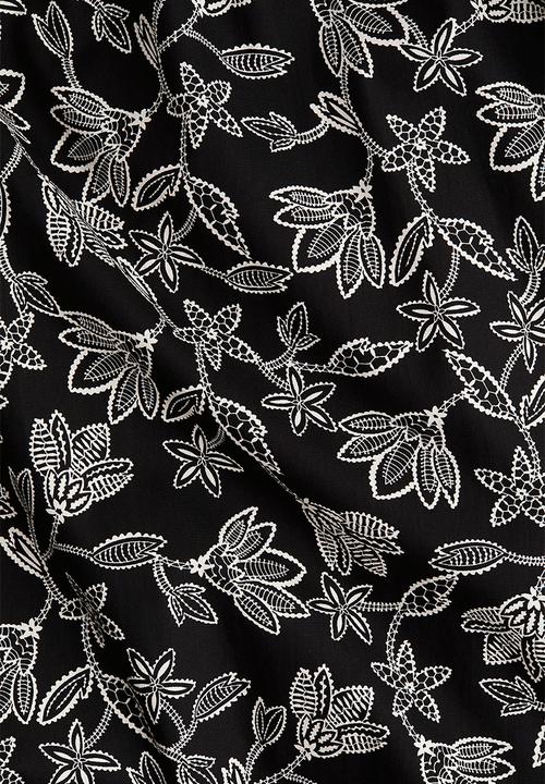 H&M - Cotton strappy dress - black/white floral 