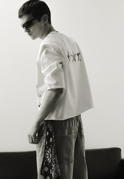H&M - Oversized fit cropped T-shirt - white