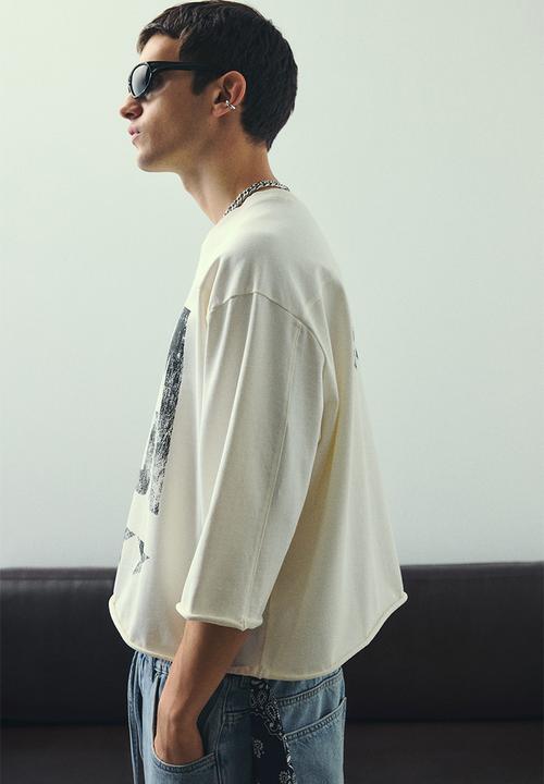 H&M - Oversized fit cropped T-shirt - white