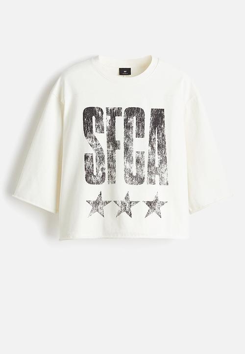 H&M - Oversized fit cropped T-shirt - white